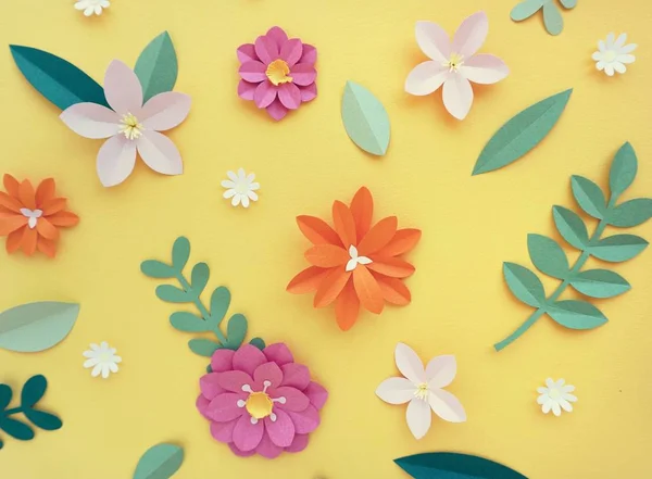 Flores de Papercraft de colores tropicales — Foto de Stock