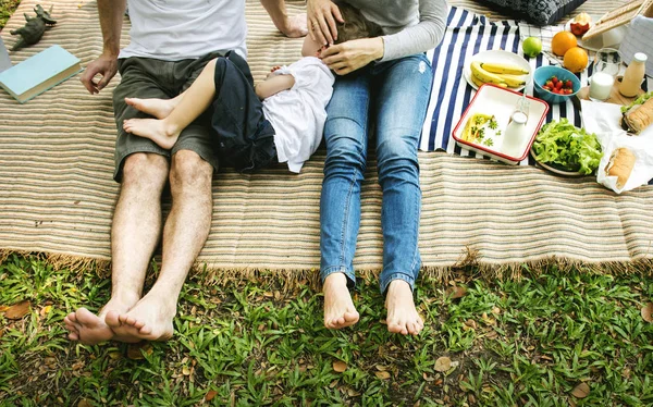Famiglia che fa un picnic nel parco — Foto Stock