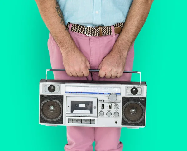 Man Holding Radio — Stock Photo, Image