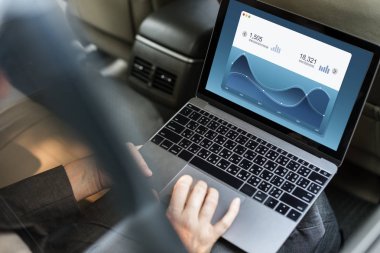 Takside laptop kullanan iş kişi 