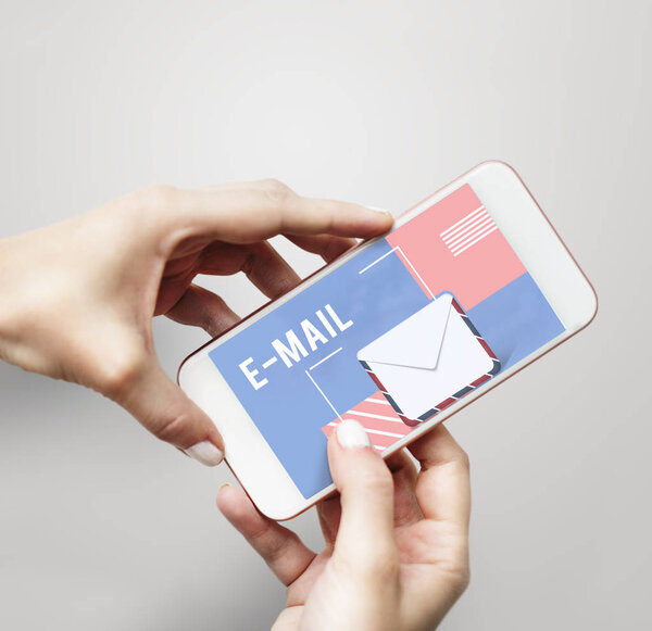 human hands holding mobile phone