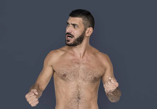 Torse nu colère Moyen-Orient homme — Photo