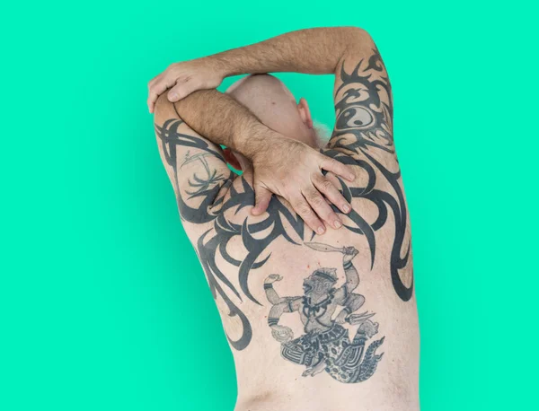 Senior man with tattoos — Stock Photo, Image