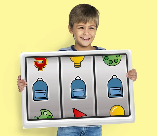 Jongen Holding Placard — Stockfoto