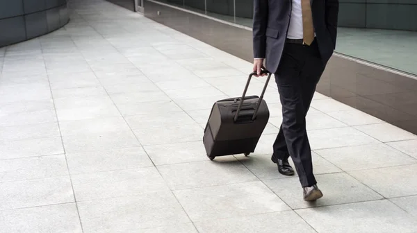 Businessman with luggage on way to travel