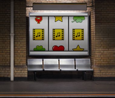 Otobüs durağı koltuklar ve reklam kurulu