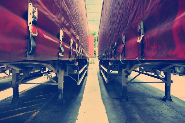 Μέση Trailer Cargo Logistics Μοτίβο Αρχικό Photoset — Φωτογραφία Αρχείου