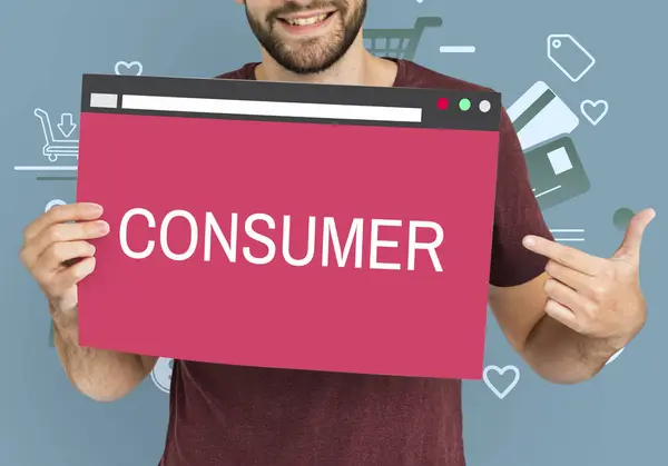 Man with beard holds placard — Stock Photo, Image