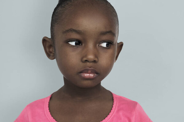 Portrait of little african american girl in the studio, Portrait Concept