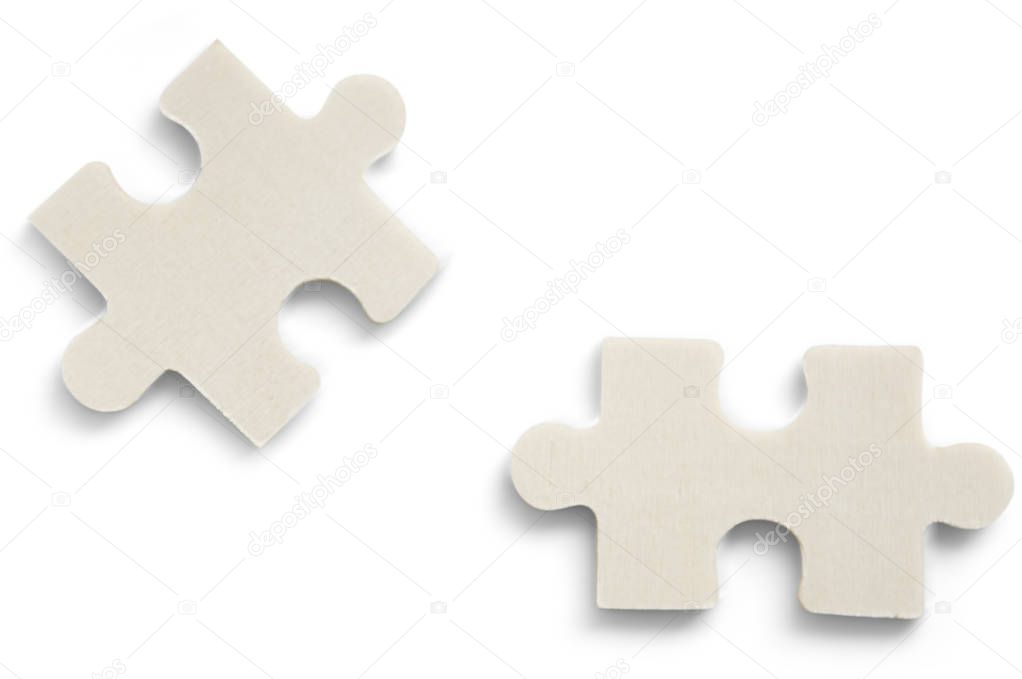 Two pieces of jigsaw puzzle, studio shot, game concept, original photoset
