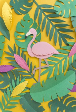 kağıt el sanatları Flamingo ve bitkiler