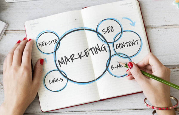 Женские руки пишут в блокноте
