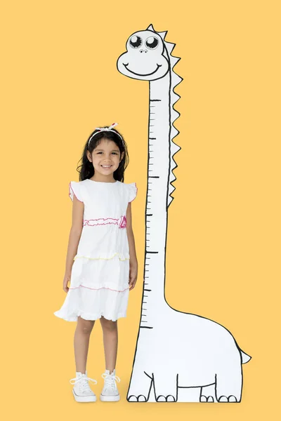 Menina altura de medição — Fotografia de Stock