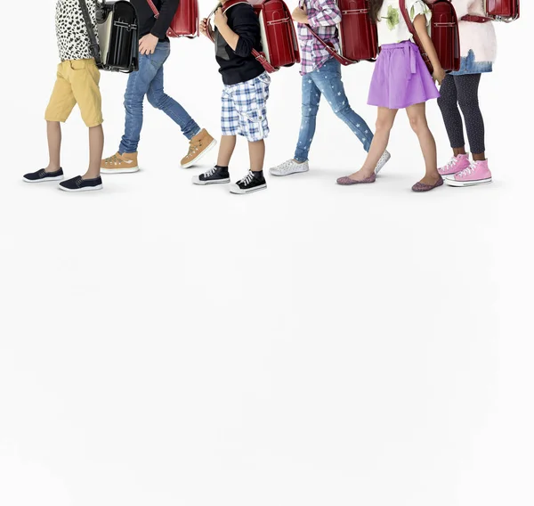 School children with a backpacks — Stock Photo, Image