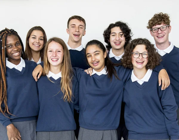 Students standing on white — Stock Photo, Image