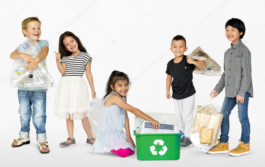 Kids Recycling Garbage