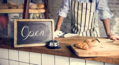 önlük Pastane Dükkanı, kara tahta metin açık, orijinal adamla photoset 