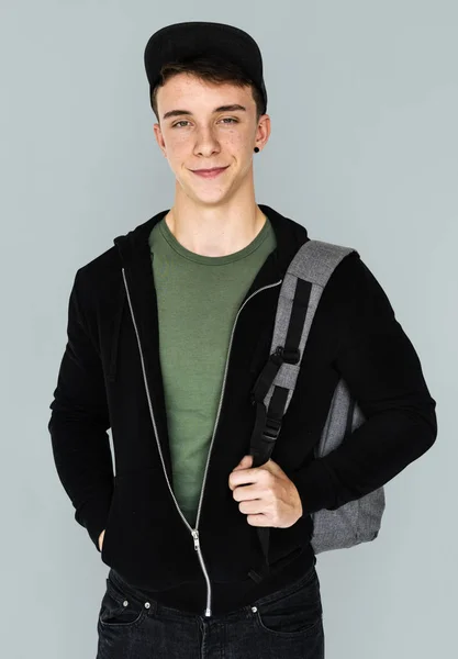 Student guy with backpack — Stock Photo, Image