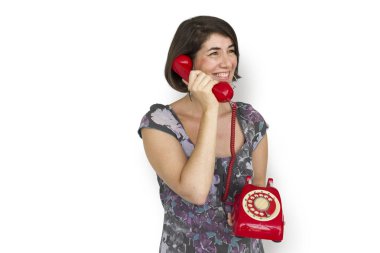 Kadın holding kırmızı telefon