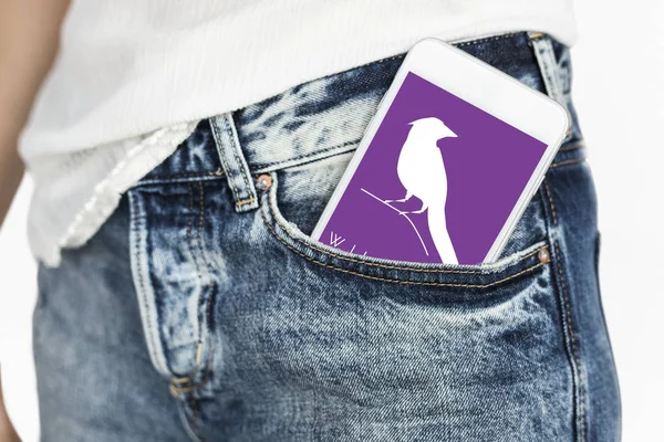 Digitala smartphone i jeans ficka — Stockfoto