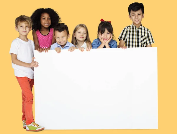 Kids Showing Copyspace Board — Stock Photo, Image