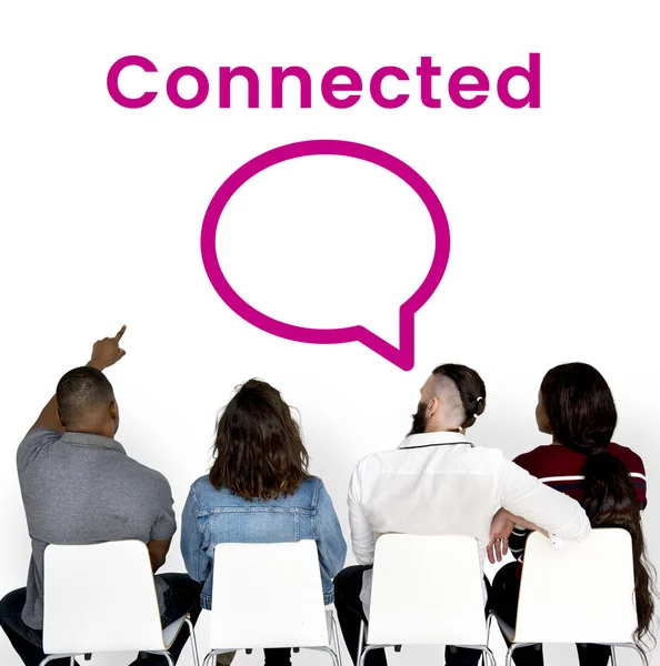 People with Stay Connected Sign — Stock Photo, Image