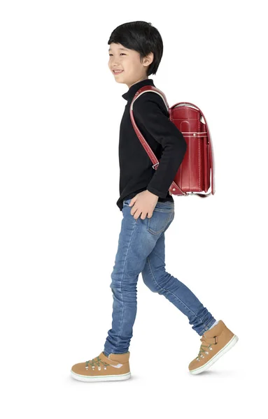 Школярка з рюкзаком — стокове фото