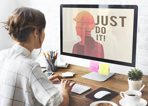 woman working with computer