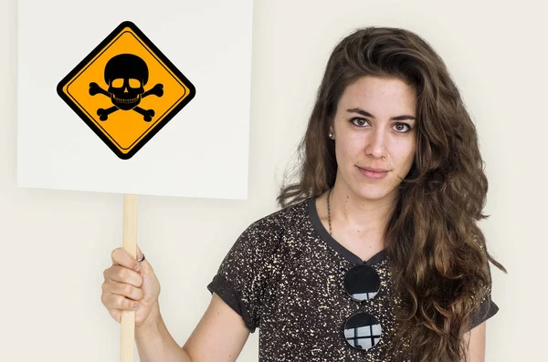 Caucasian woman holding protest placard — Stock Photo, Image