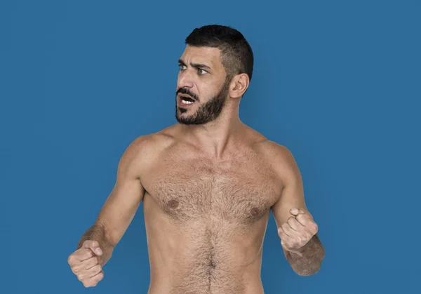 Shirtless rozhněvaný muž středního východu — Stock fotografie