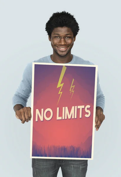 African man holding Banner — Stock Photo, Image