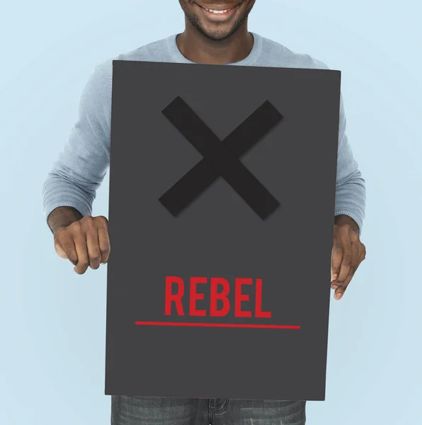 African man holding Banner — Stock Photo, Image