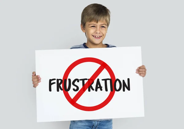 Jongen Holding Placard — Stockfoto