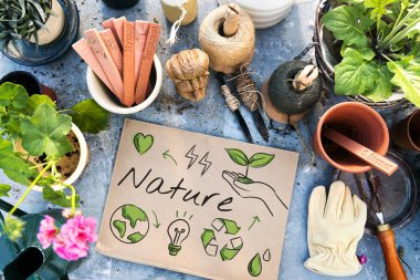 bahçe araçları ve bitkiler