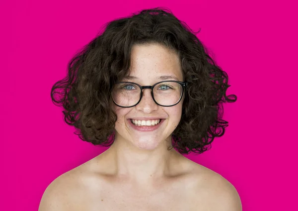 Šťastná dívka s brýlemi — Stock fotografie