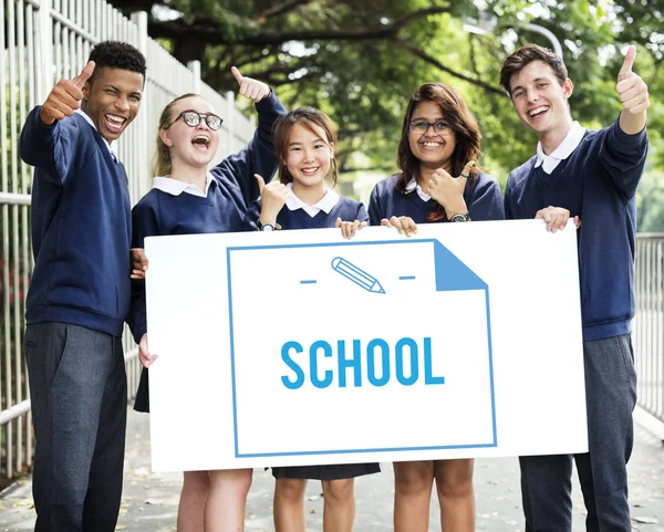 Students Holding Banner — Stock Photo, Image