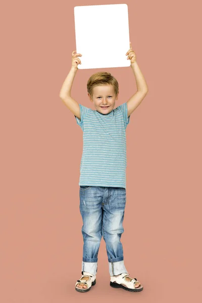 Boy holding Placard — Stock Photo, Image