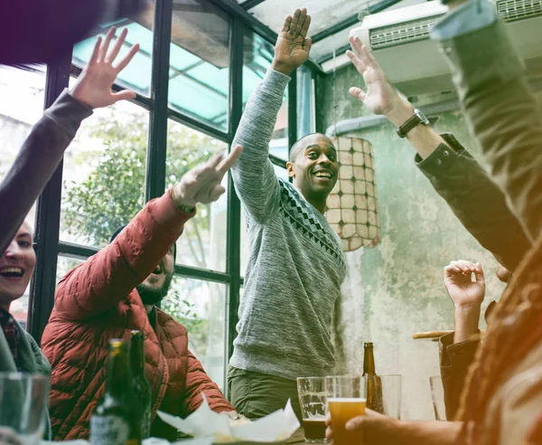 Group of friends having beer