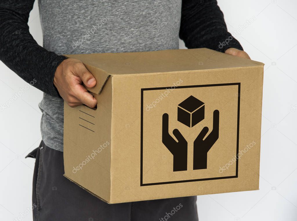man carrying delivery box
