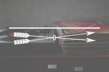 Vinil taşınabilir müzik çalar ve kayıtları