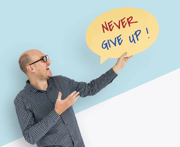 Man met tekstballon — Stockfoto