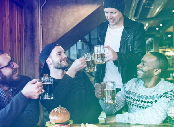 diversity men hipsters with beer