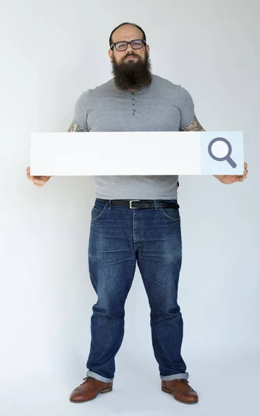 Man holding blank searching box — Stock Photo, Image
