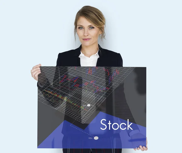 Iş kadını holding afiş — Stockfoto