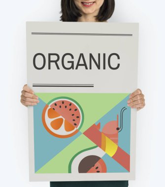 reklam afiş tutan kadın