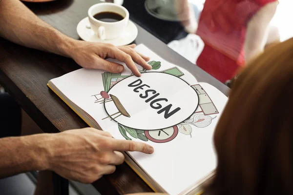 Man pointing on open book — Stock Photo, Image