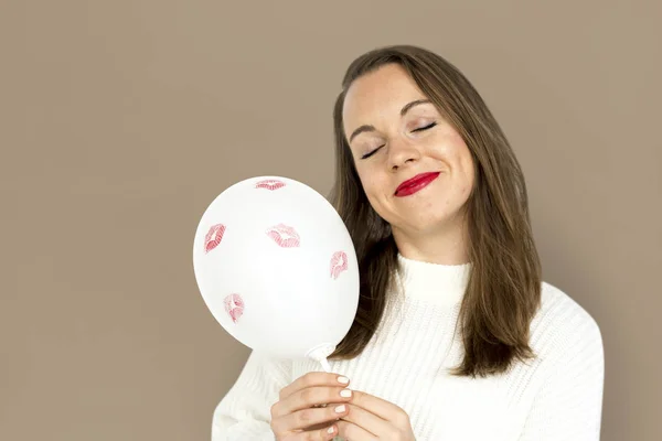 Señora sosteniendo globo —  Fotos de Stock