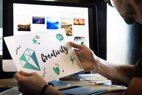 Man holding paper blank — Stock Photo, Image