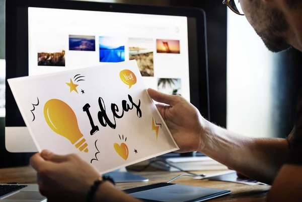 Man holding paper blank — Stock Photo, Image