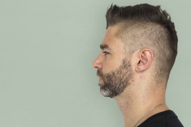 man with stylish hairstyle and beard clipart